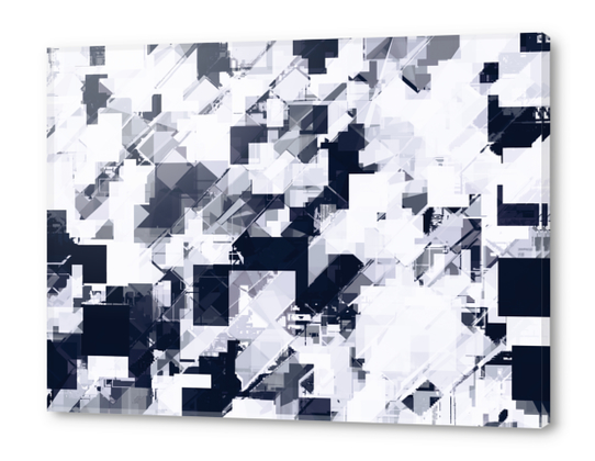 geometric square pixel pattern abstract background in black and white Acrylic prints by Timmy333