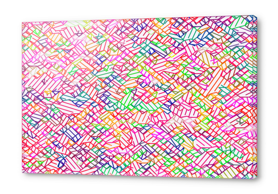 geometric pixel line pattern abstract in pink yellow blue green Acrylic prints by Timmy333