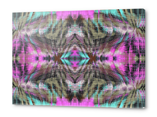 geometric symmetry pattern abstract background in pink blue brown Acrylic prints by Timmy333