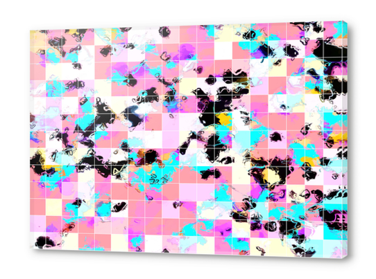 geometric square pattern abstract in pink blue Acrylic prints by Timmy333