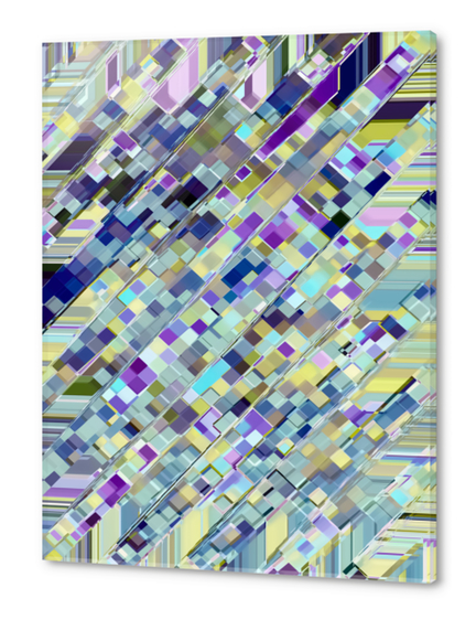 colorful geometric square pixel pattern abstract in purple blue yellow Acrylic prints by Timmy333