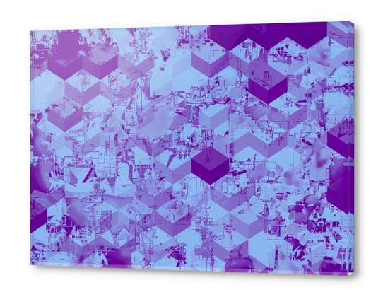 geometric square pixel pattern abstract background in purple Acrylic prints by Timmy333