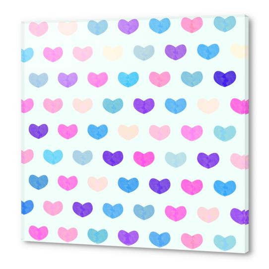 Cute Watercolor Hearts Acrylic prints by Amir Faysal