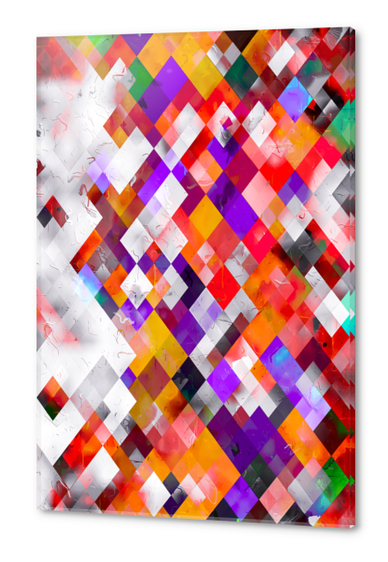 colorful geometric square pixel pattern abstract art in orange red purple Acrylic prints by Timmy333