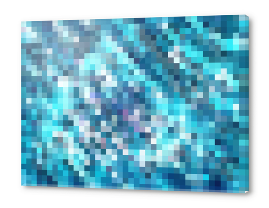 geometric square pixel pattern abstract in blue Acrylic prints by Timmy333