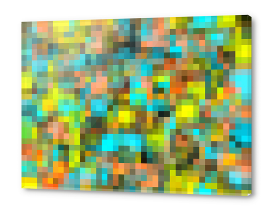 geometric square pixel pattern abstract background in blue yellow pink Acrylic prints by Timmy333