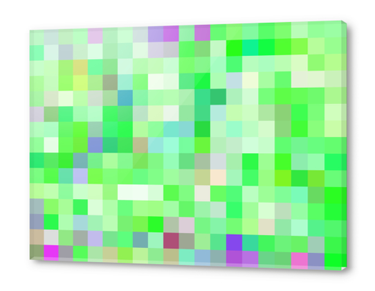 geometric square pixel pattern abstract background in green pink purple Acrylic prints by Timmy333