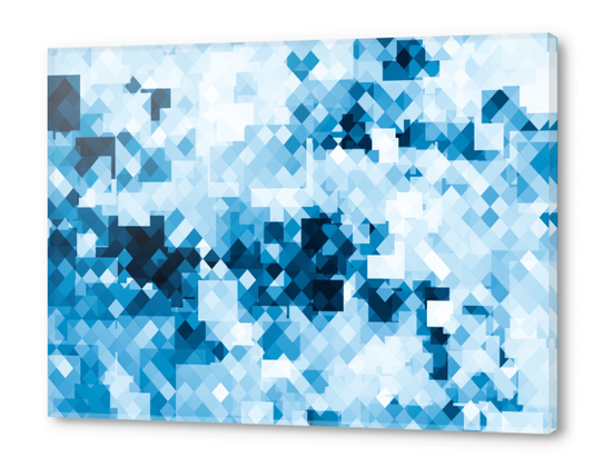 geometric square pixel pattern abstract background in blue Acrylic prints by Timmy333