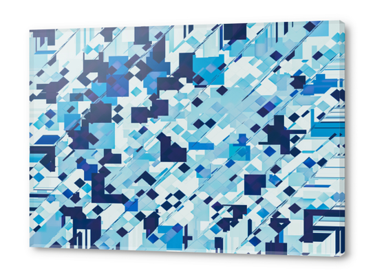 geometric square pixel pattern abstract background in blue Acrylic prints by Timmy333