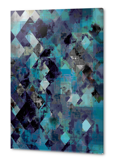 graphic design pixel geometric square pattern abstract background in blue Acrylic prints by Timmy333