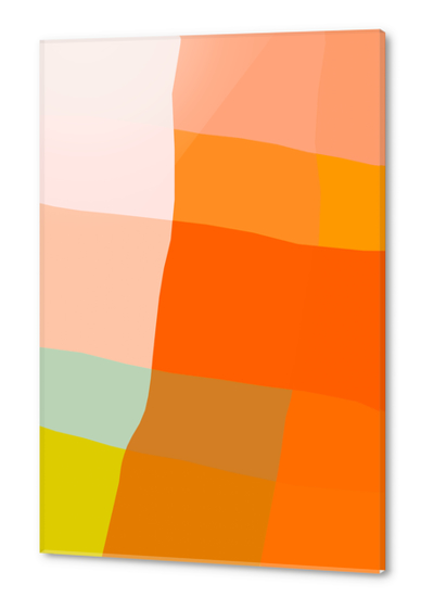 geometric square line pattern abstract in brown orange pink blue Acrylic prints by Timmy333