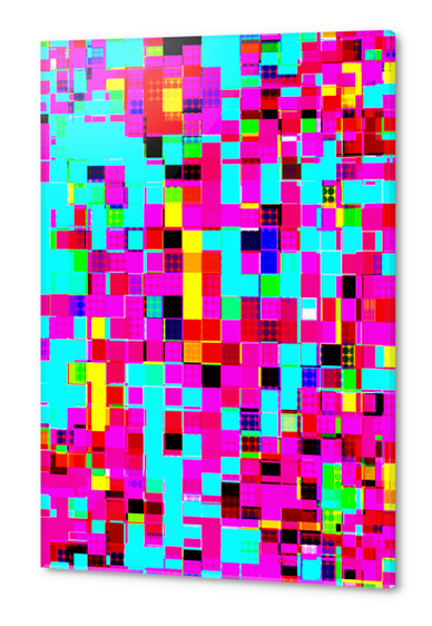 geometric pixel square pattern abstract background in pink blue yellow Acrylic prints by Timmy333