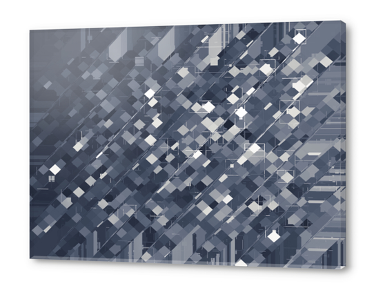 geometric square pixel pattern abstract background in black and white Acrylic prints by Timmy333