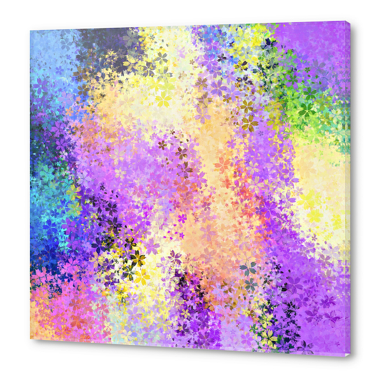 flower pattern abstract background in purple yellow blue green Acrylic prints by Timmy333