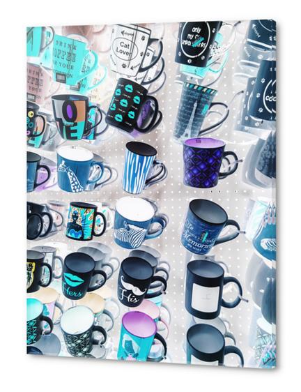 colorful mugs hanging on the white wall Acrylic prints by Timmy333