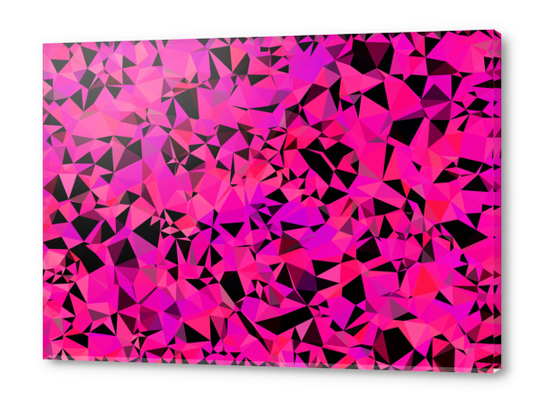 geometric triangle pattern abstract in pink and black Acrylic prints by Timmy333