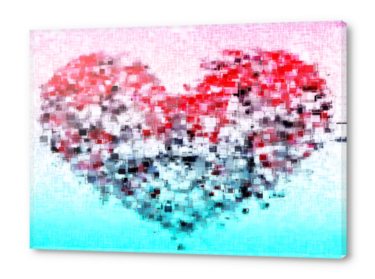 geometric square pattern heart shape abstract background in red pink blue Acrylic prints by Timmy333