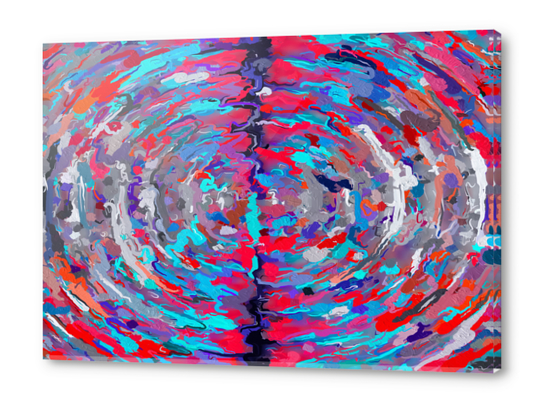 psychedelic circle pattern painting abstract background in blue red purple Acrylic prints by Timmy333