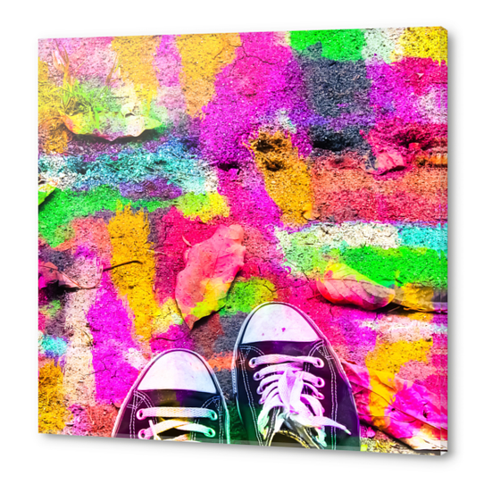 canvas shoes with colorful painting abstract in pink yellow green blue Acrylic prints by Timmy333