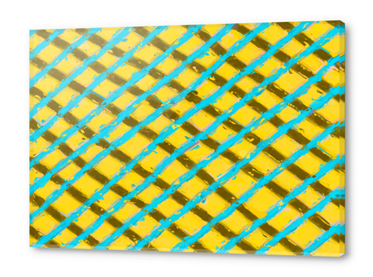 line pattern painting abstract background in yellow blue brown Acrylic prints by Timmy333