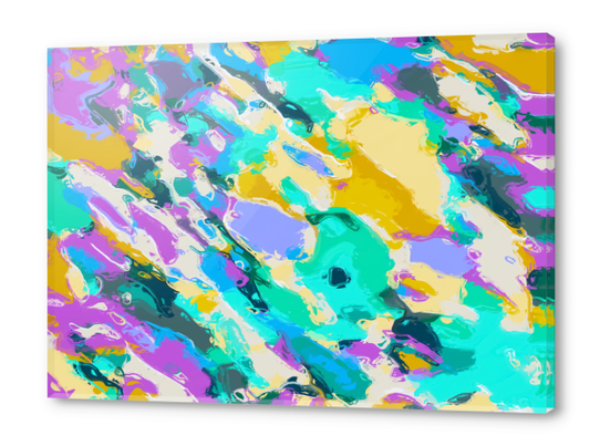 camouflage pattern painting abstract background in green blue purple yellow Acrylic prints by Timmy333