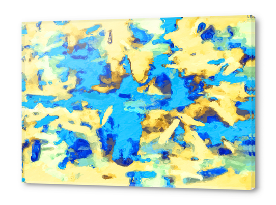 splash painting texture abstract background in blue and yellow Acrylic prints by Timmy333