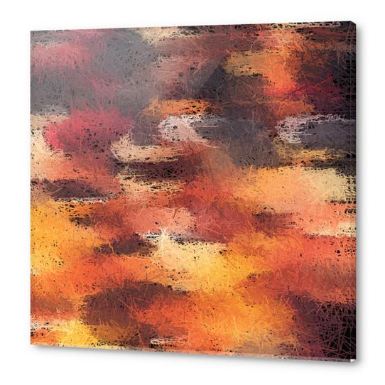 psychedelic camouflage painting abstract pattern in brown orange and black Acrylic prints by Timmy333