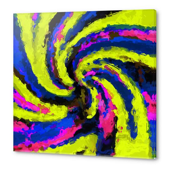 psychedelic graffiti watercolor painting abstract in blue pink and yellow Acrylic prints by Timmy333