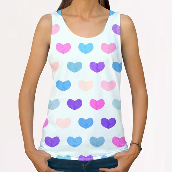 Cute Watercolor Hearts All Over Print Tanks by Amir Faysal