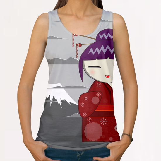 Fuji kokeshi All Over Print Tanks by PIEL Design