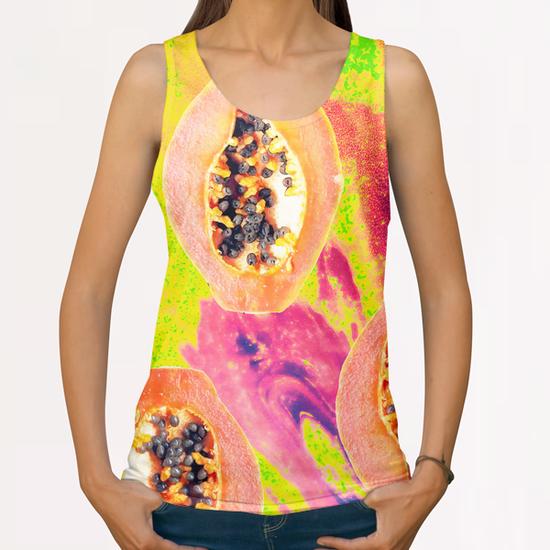 Papaya All Over Print Tanks by Uma Gokhale