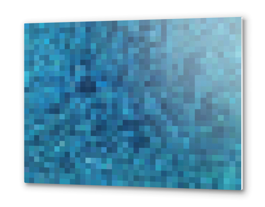 blue geometric square pixel pattern abstract background Metal prints by Timmy333