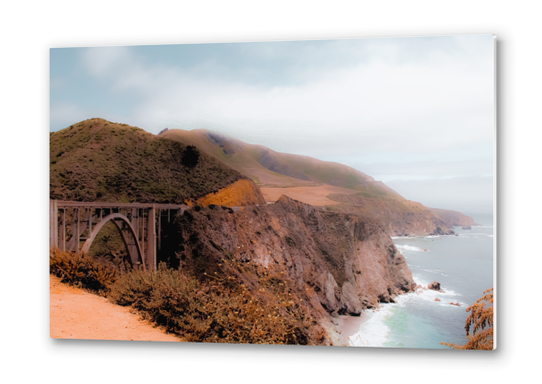 Bridge and mountain with ocean view at Bixby Creek Bridge, Big Sur, Highway 1, California, USA Metal prints by Timmy333