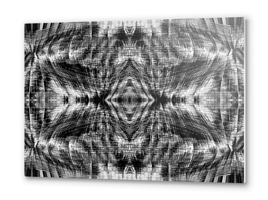 vintage geometric symmetry pattern abstract background in black and white Metal prints by Timmy333