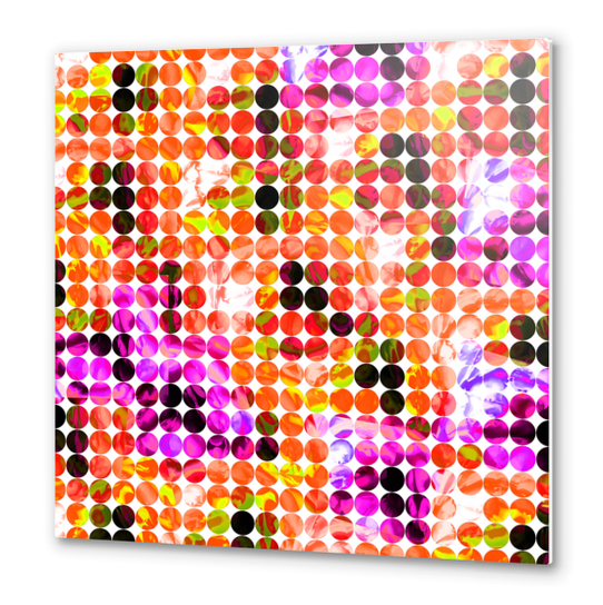 circle pattern abstract background with splash painting abstract in orange green pink Metal prints by Timmy333