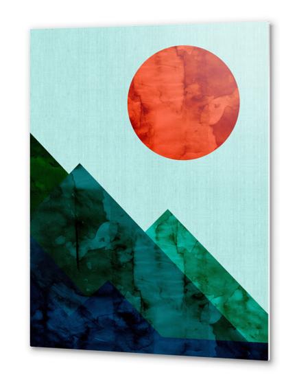 Geometric landscape watercolor III Metal prints by Vitor Costa