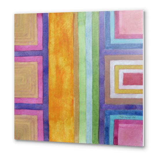 An Orange Gap between Outlined Squares  Metal prints by Heidi Capitaine