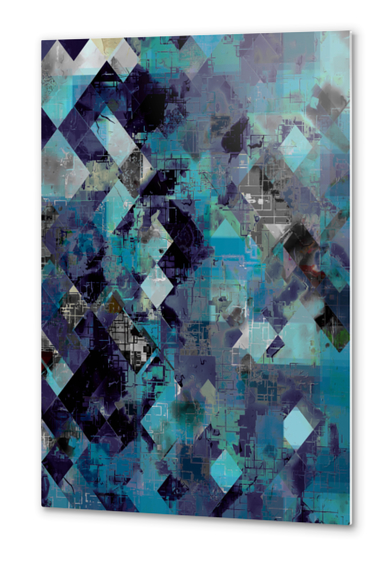 graphic design pixel geometric square pattern abstract background in blue Metal prints by Timmy333