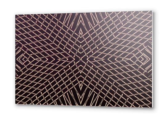 geometric symmetry line pattern abstract in brown Metal prints by Timmy333