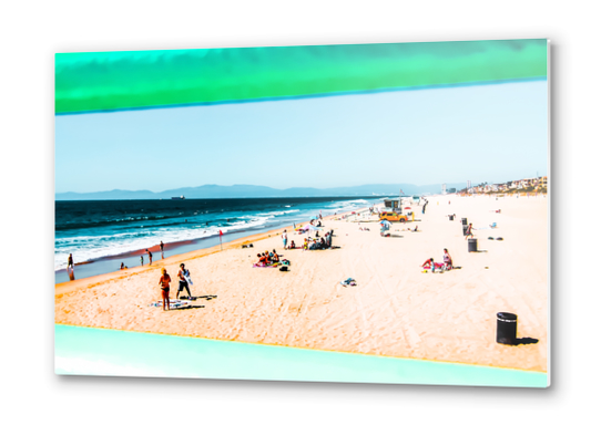 Summer sandy beach at Manhattan Beach, California, USA Metal prints by Timmy333