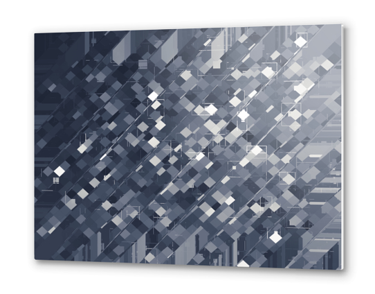 geometric square pixel pattern abstract background in black and white Metal prints by Timmy333