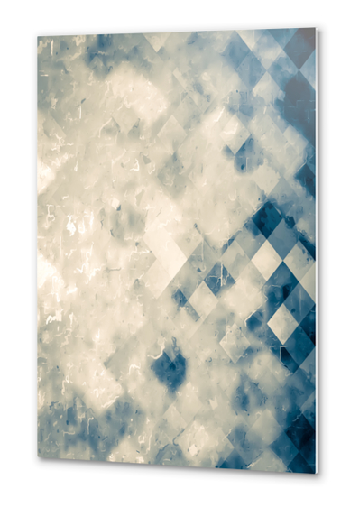 geometric square pixel pattern abstract background in blue Metal prints by Timmy333