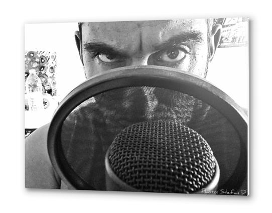 Derrière le mic Metal prints by Stefan D