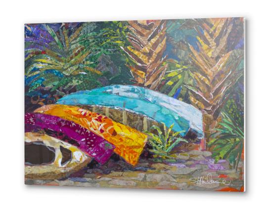 Tropical Canoes Metal prints by Elizabeth St. Hilaire