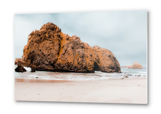 Big stone in the sandy beach at Pfeiffer Beach, Big Sur, California, USA Metal prints by Timmy333