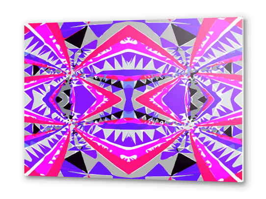 psychedelic geometric abstract pattern background in pink and purple Metal prints by Timmy333