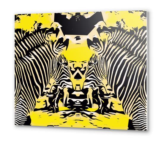 drawing and painting zebras with yellow and black background Metal prints by Timmy333