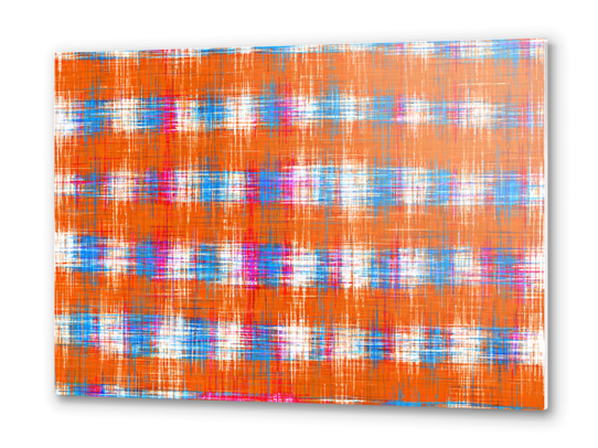 plaid pattern abstract texture in orange blue pink Metal prints by Timmy333