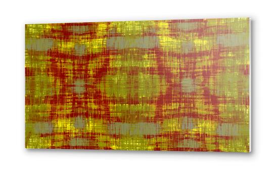 red and yellow plaid pattern abstract background Metal prints by Timmy333