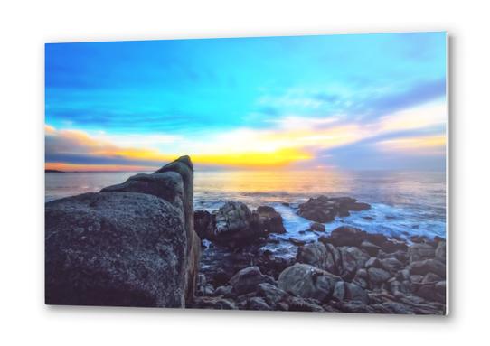 ocean sunset view with beautiful blue cloudy sky Metal prints by Timmy333